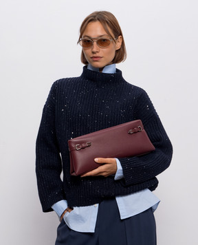 Brunello Cucinelli Бордовый кожаный клатч MBDKB2785P