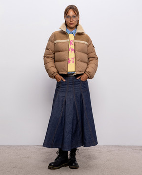 Moncler Коричнева комбінована пухова куртка Aurore L20931A00027N0377