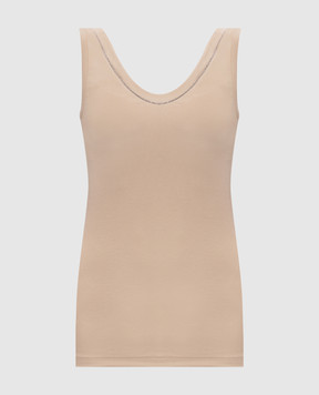 Brunello Cucinelli Бежевый топ в рубчик с цепочкой мониль M0TC8BJ312