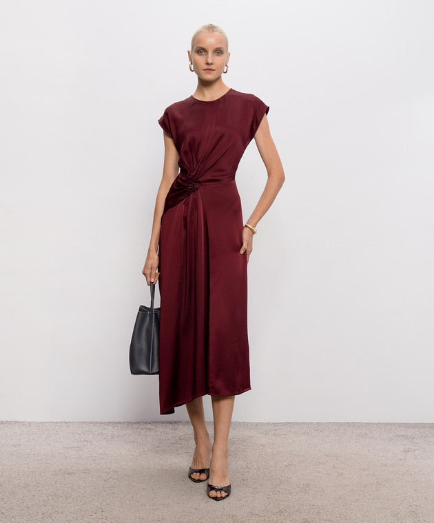 Victoria Beckham Бордовое платье миди Aria 1226WDR007292D изображение 2