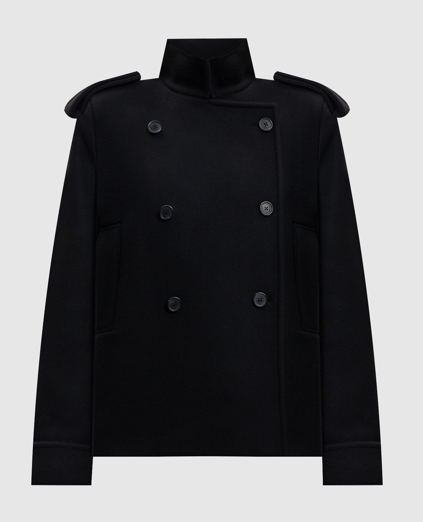 

Черное двубортное пальто Dean с шерстью, Черный, Пальто