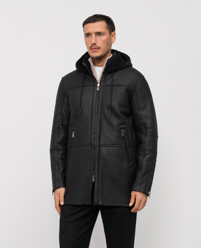 Cashmere&Whiskey Чорна дублянка з капюшоном DF795