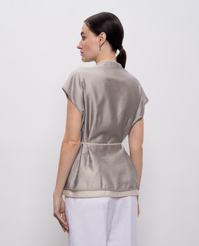 Peserico Сірий кардиган на запах з ланцюжком моніль E03043A8867B