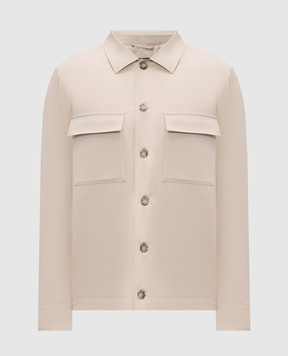 Peserico Бежевая куртка с леном в стиле рубашки R5223808274