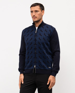 Stefano Ricci Синій кардиган з кашеміру і шовку K808097R30F25374