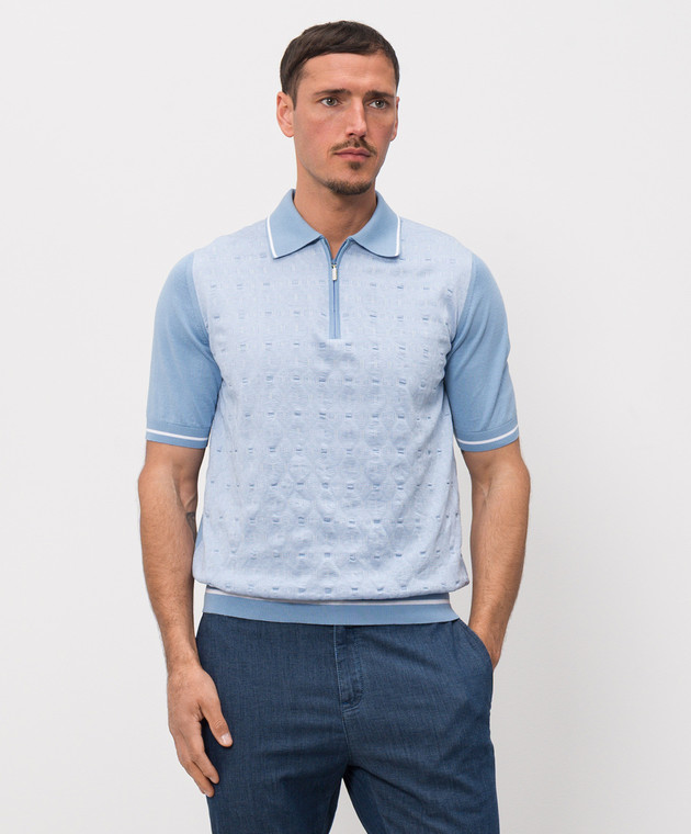 Castangia dal 1850 Блакитне поло у візерунок CA06E23 зображення 3