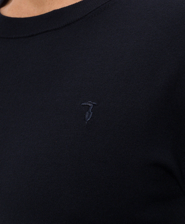 Trussardi Синий джемпер с вышивкой эмблемы M0168000077NMK601K01 изображение 5