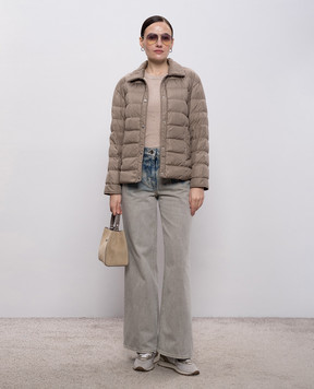 Peserico Бежева меланжева футболка з відворотами S06840J005669