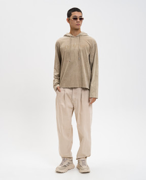 Off-White Лонгслів Laundry кольору хакі з капюшоном 44MAB09DF5J005