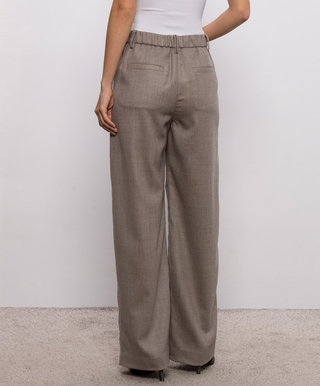 Brunello Cucinelli Бежевые брюки из шерсти MP550P9253 изображение 4