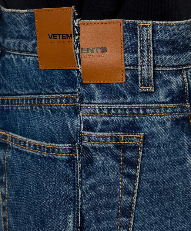 Vetements Синие джинсы с логотип патч MH27DJ085BL изображение 5