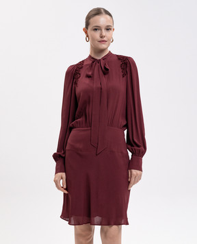 Twinset Бордовое платье с воротником-аскотом 262TT2460