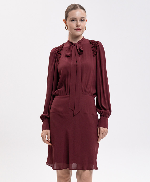 Twinset Бордовое платье с воротником-аскотом 262TT2460 изображение 3