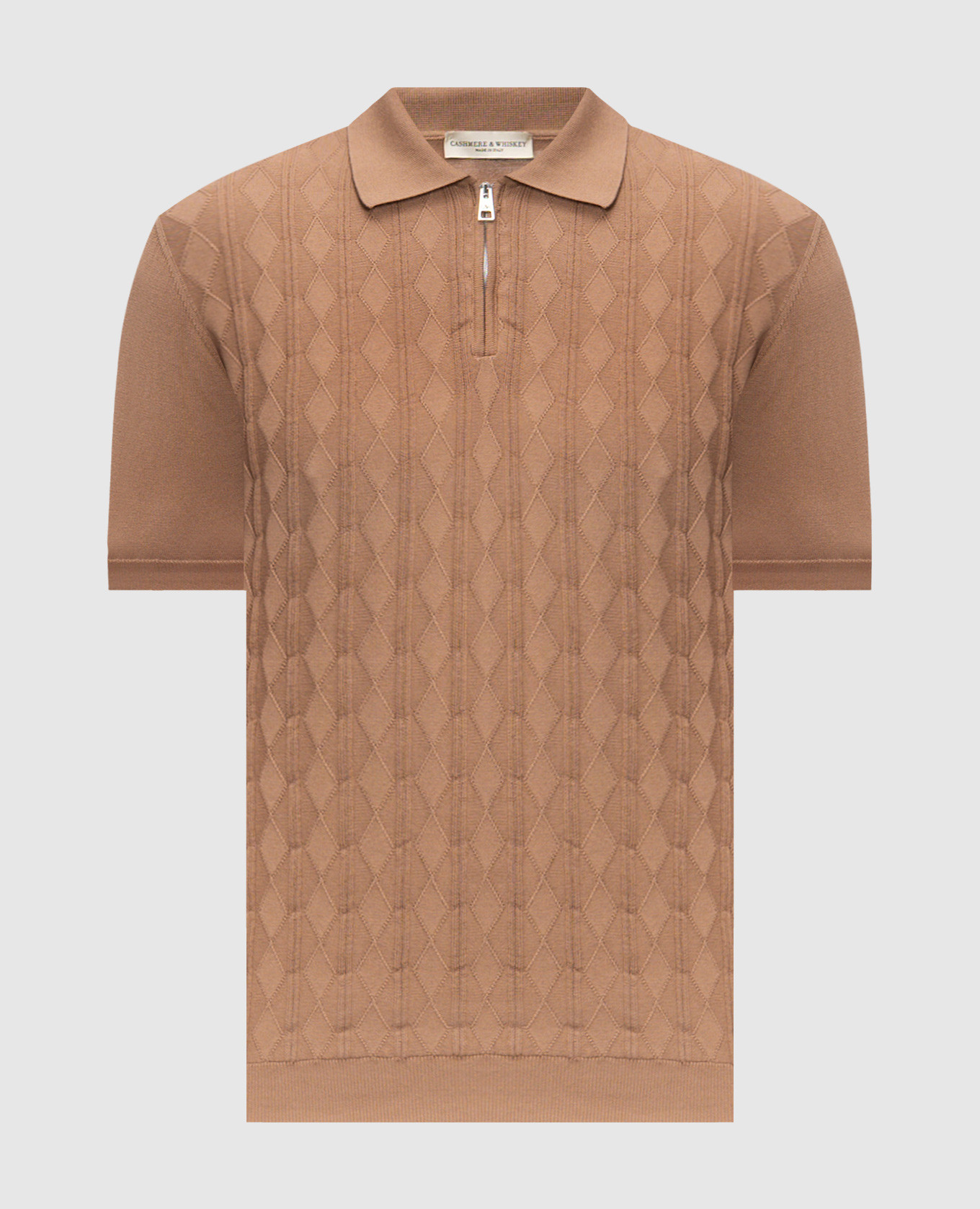 Коричневое поло в фактурный узор