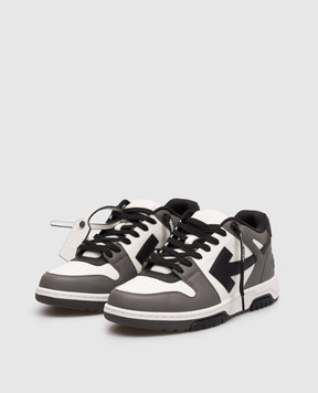 Off-White Серые кожаные кроссовки Out Of Office с логотипом OMIA189C99LEA013