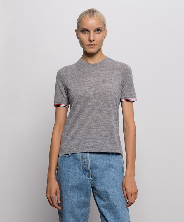 Thom Browne Сіра меланжева футболка з вовни FJS232AJ0301 зображення 3