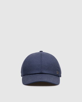 Stefano Ricci Синя кепка з кашеміру та шовку MCV610013EMA0035