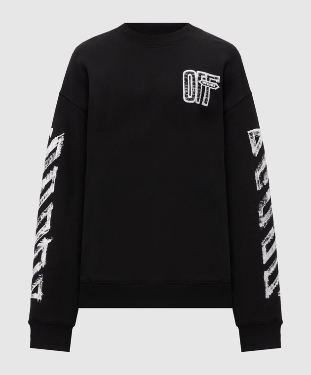 Off-White Черный свитшот с контрастным принтом 44MBA054F26F007