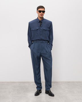 Saint Laurent Сині штани із шовку 862381Y6J78