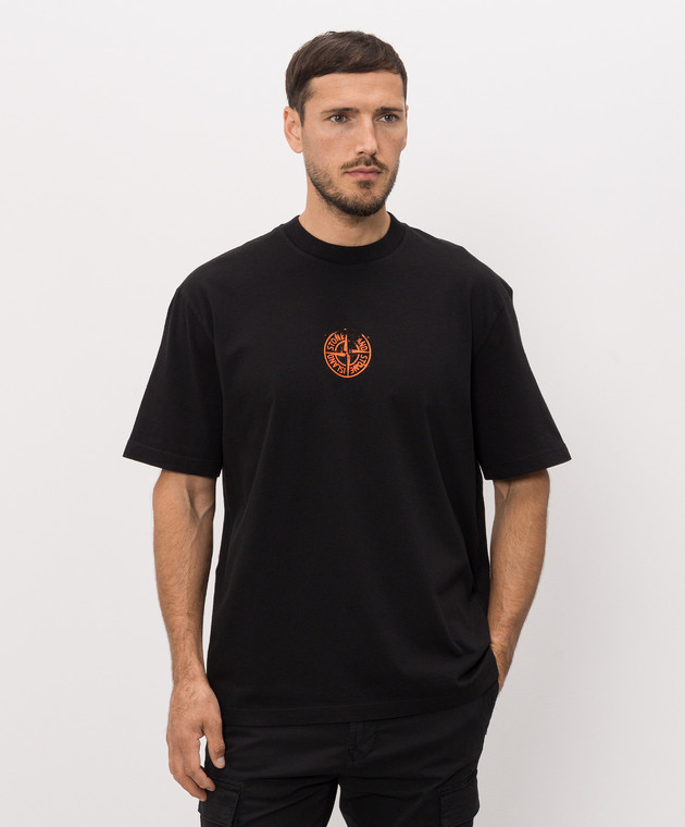 Stone Island Черная футболка с принтом логотип эмблемы L2S152100001S0533 изображение 3