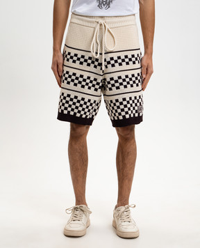 AMIRI Білі шорти з вовною Checkered Mesh AMBMSO1057