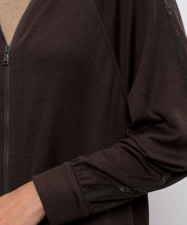 Brunello Cucinelli Коричнева спортивна куртка з ланцюжком моніль MP828SM606 зображення 4