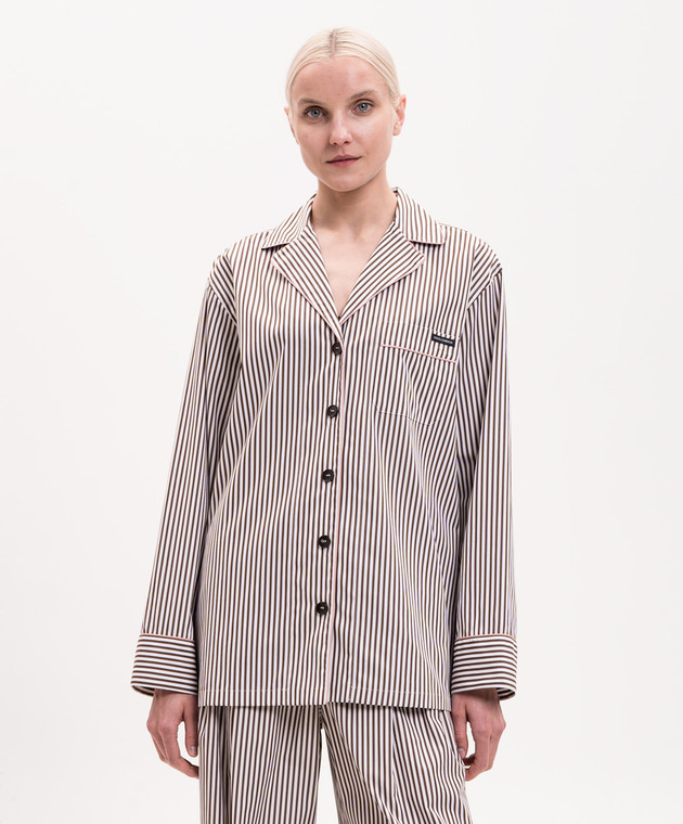Dolce&Gabbana Коричневая рубашка в полоску F5U37TFR52K изображение 3