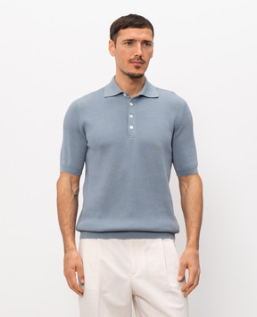 Brunello Cucinelli Блакитне поло в рубчик M29400025