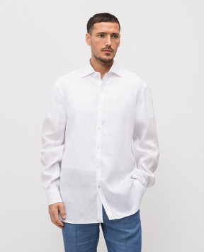 ISAIA Біла сорочка з льону CAM088KM304