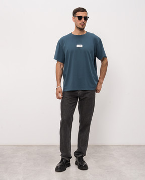 Maison Margiela MM6 Синяя футболка с нашивкой SH0GC0071M20258