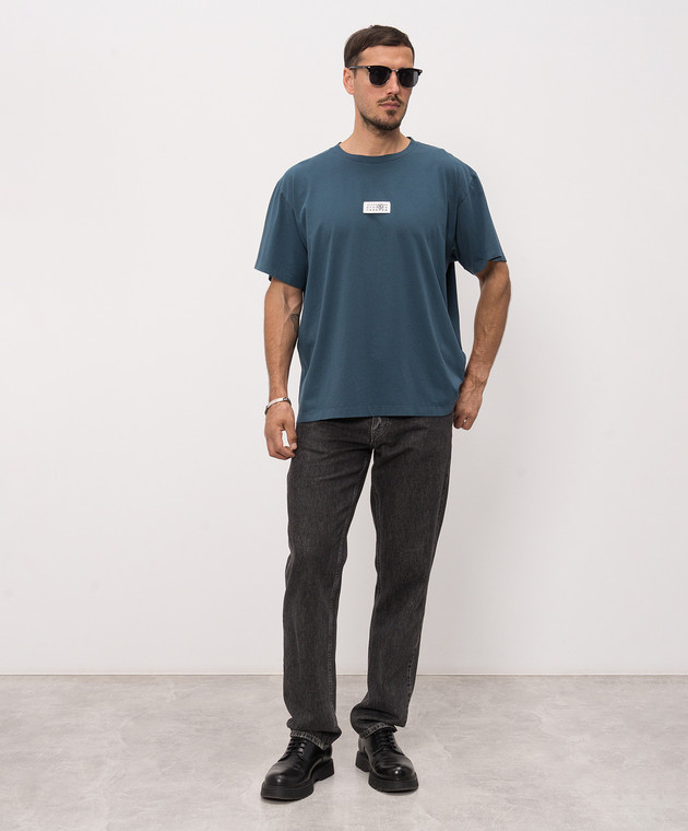 Maison Margiela MM6 Синя футболка з нашивкою SH0GC0071M20258 зображення 2
