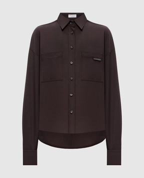 Brunello Cucinelli Коричневая рубашка с шерстью MPW07NB206