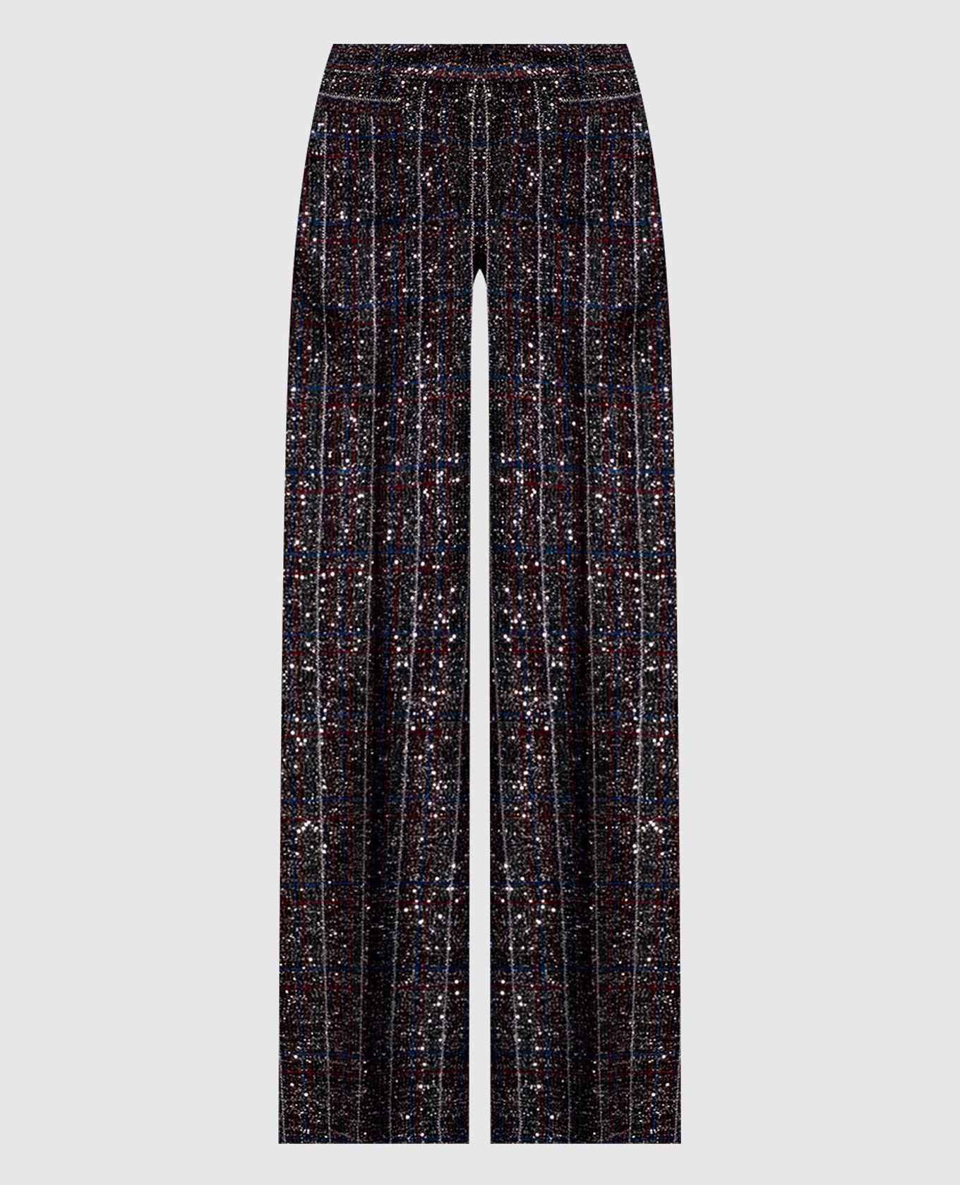 Штани кльош з паєтками в клітинку