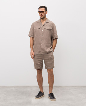 ISAIA Коричневі шорти з льону PNC021P9110