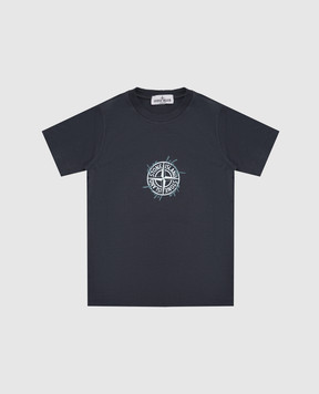 Stone Island Детская синяя футболка с вышивкой эмблемы L1S162100011S03691012