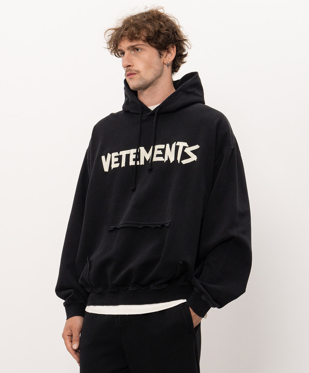 Vetements Черные худи с принтом логотипа MH27HD149Bm изображение 3