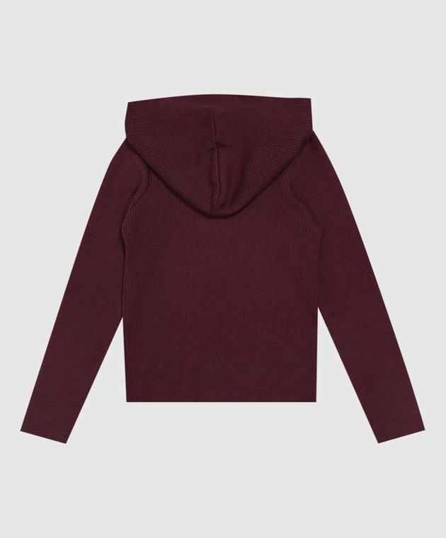 Off-White Дитяче бордове худі з вовною в рубчик 44GHU001F26K001 зображення 2