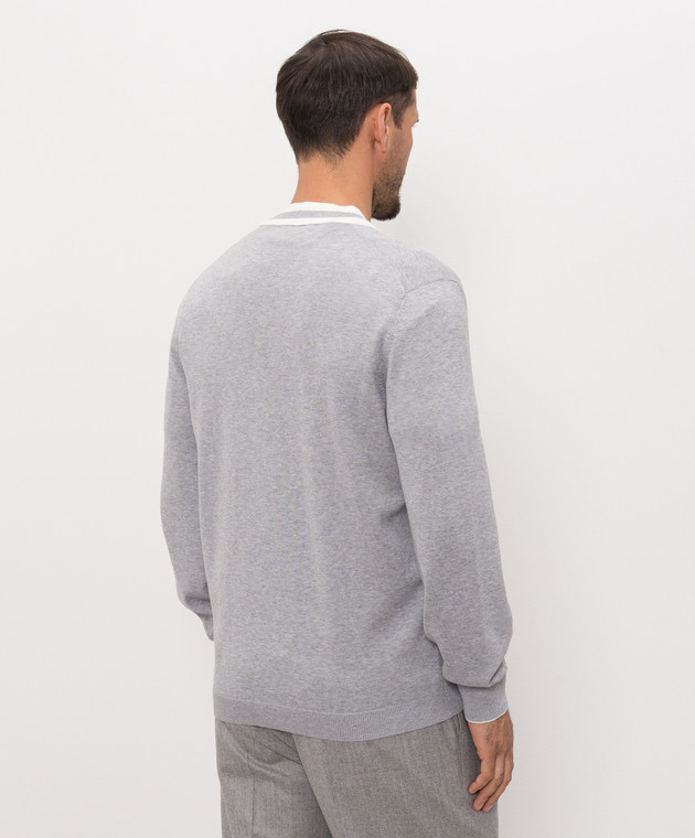 Brunello Cucinelli Серый меланжевый кардиган с нашивкой эмблемы M29203606F изображение 4