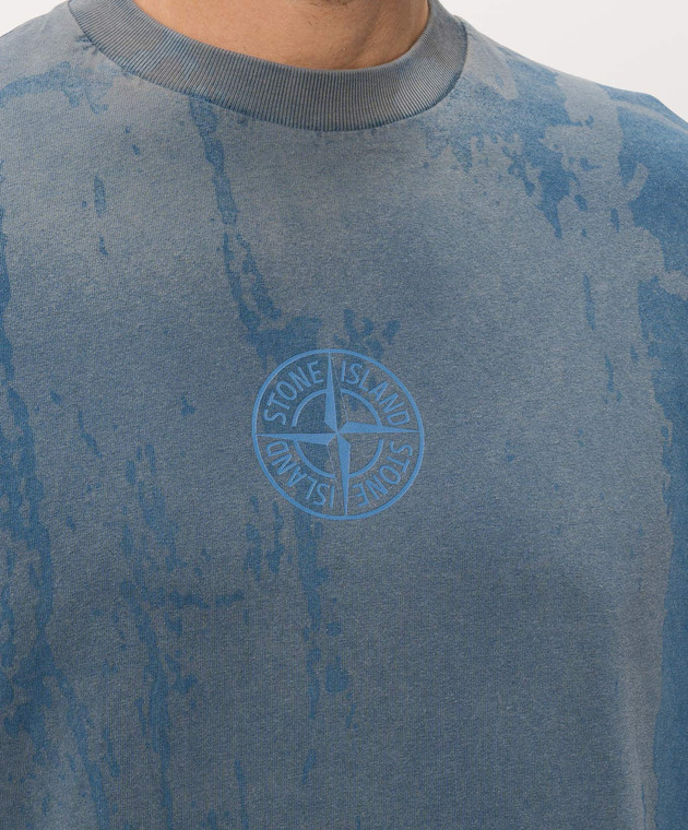 Stone Island Голубая футболка с принтом логотипа L2S152100002S0440 изображение 5