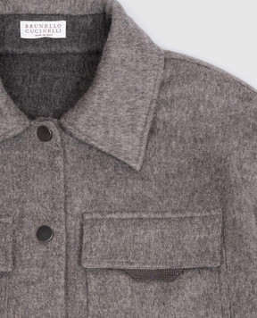 Brunello Cucinelli Детская серая куртка из шерсти с цепочкой мониль BD565C437C