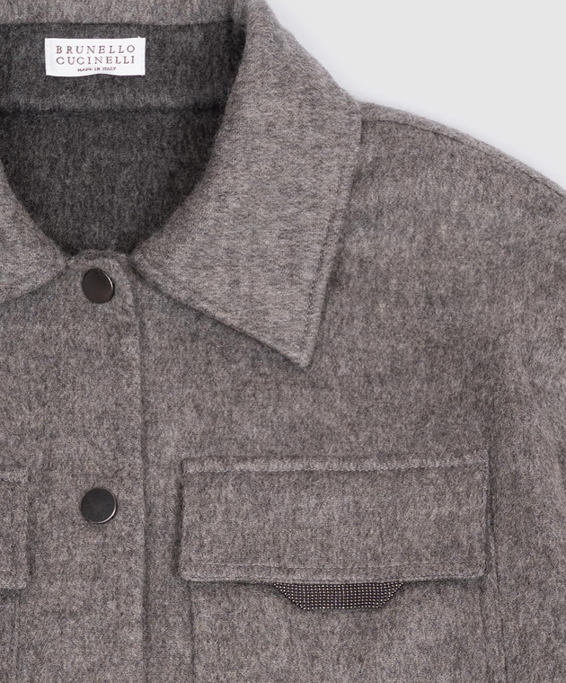 Brunello Cucinelli Детская серая куртка из шерсти с цепочкой мониль BD565C437B изображение 3