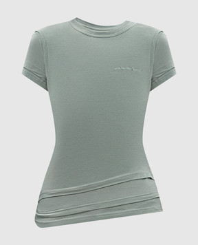 Alexander Wang Зеленая футболка с эффектом наложения слоев 1CC2261286
