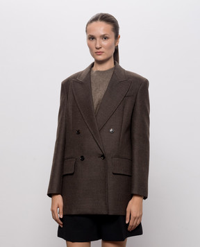 Max Mara Коричневый двубортный жакет PULVINO из шерсти MXSPULVINO