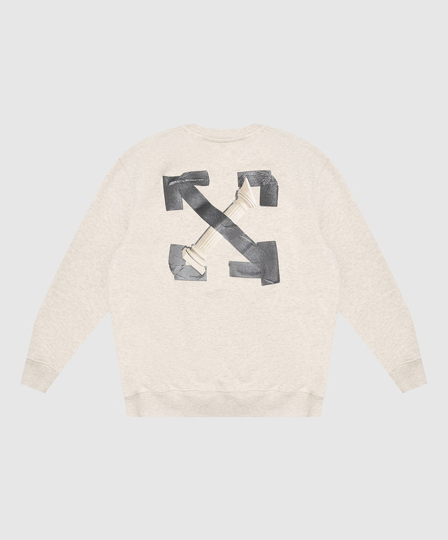 Off-White Дитячий бежевий меланжевий світшот з принтом 44BBA001F26F00B зображення 2