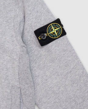 Stone Island Дитяче сіре утеплене худі з патчем логотипа L2S166100004S0M201012