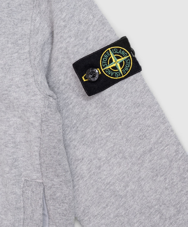 Stone Island Дитяче сіре утеплене худі з патчем логотипа L2S166100004S0M201012 зображення 3