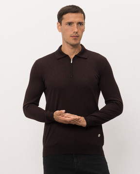 Bertolo Cashmere Коричневое поло из шерсти и шелка с молнией 900837000006