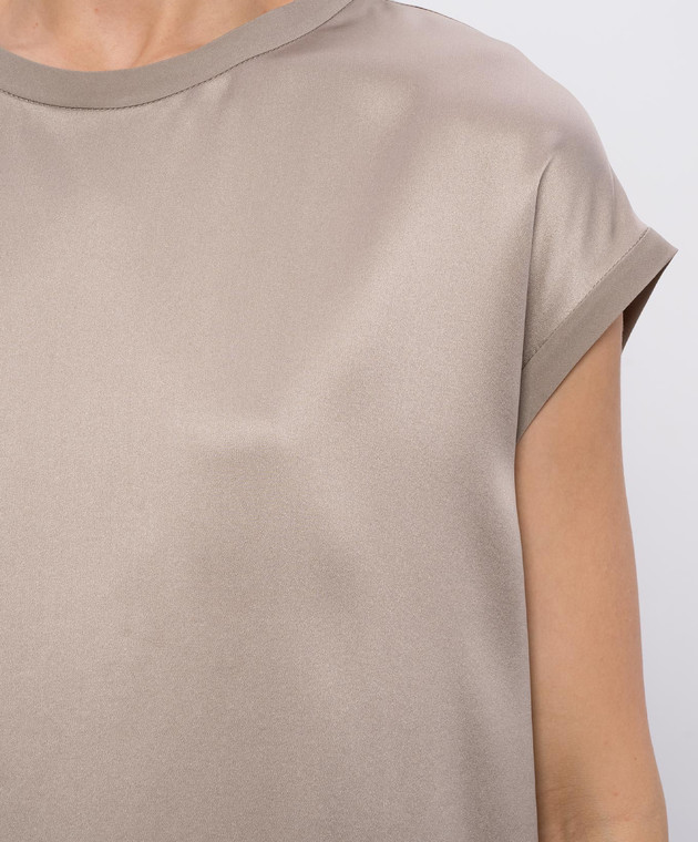 Brunello Cucinelli Сірий топ із шовку M0C59EH500 зображення 5