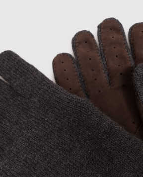 Brunello Cucinelli Серые перчатки из кашемира и замши M2292118