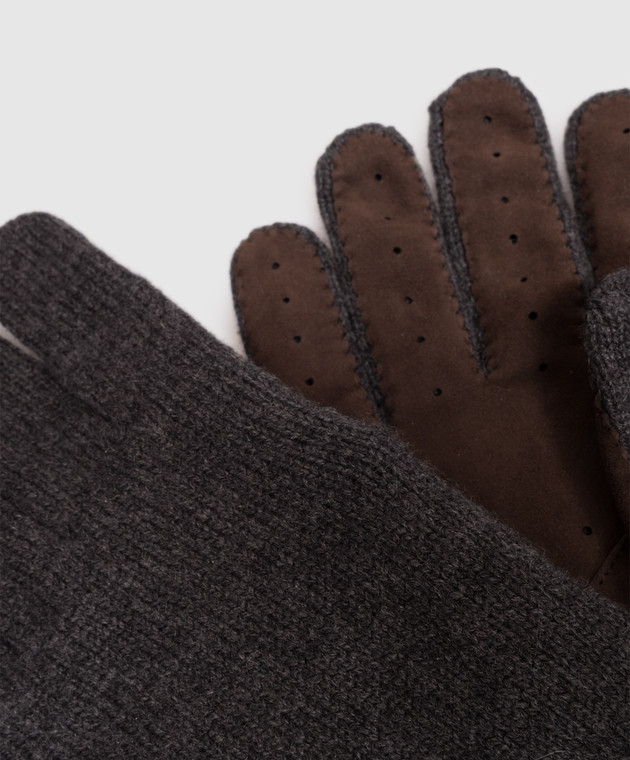 Brunello Cucinelli Серые перчатки из кашемира и замши M2292118 изображение 2